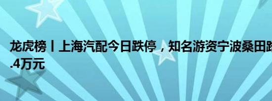 龙虎榜丨上海汽配今日跌停，知名游资宁波桑田路卖出2249.4万元