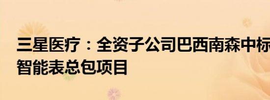 三星医疗：全资子公司巴西南森中标3.1亿元智能表总包项目