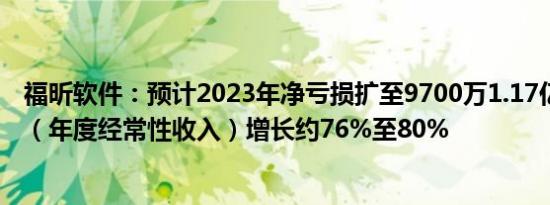 福昕软件：预计2023年净亏损扩至9700万1.17亿元，ARR（年度经常性收入）增长约76%至80%