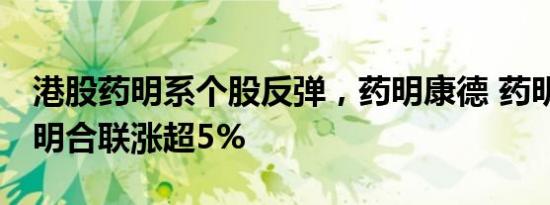 港股药明系个股反弹，药明康德 药明生物 药明合联涨超5%