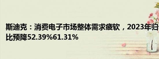 斯迪克：消费电子市场整体需求疲软，2023年归母净利润同比预降52.39%61.31%