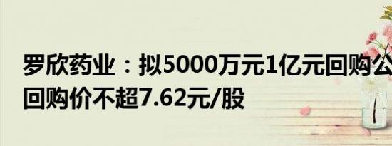 罗欣药业：拟5000万元1亿元回购公司股份，回购价不超7.62元/股