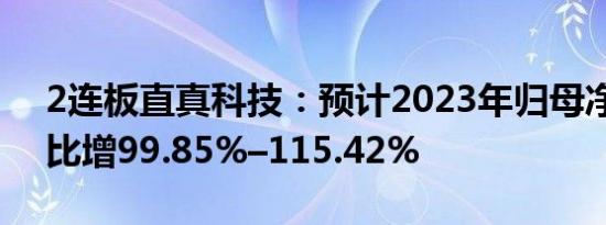 2连板直真科技：预计2023年归母净利润同比增99.85%–115.42%