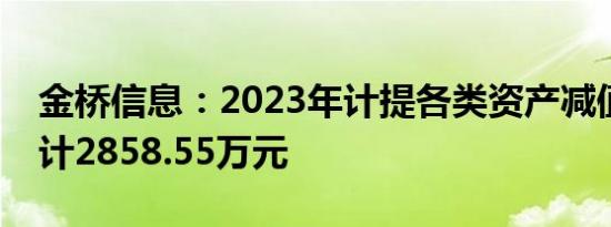 金桥信息：2023年计提各类资产减值准备共计2858.55万元