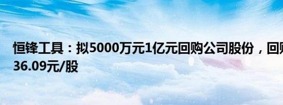 恒锋工具：拟5000万元1亿元回购公司股份，回购价格不超36.09元/股