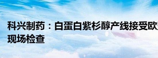 科兴制药：白蛋白紫杉醇产线接受欧盟批准前现场检查