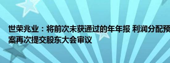 世荣兆业：将前次未获通过的年年报 利润分配预案等7项议案再次提交股东大会审议