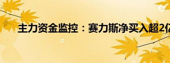 主力资金监控：赛力斯净买入超2亿元