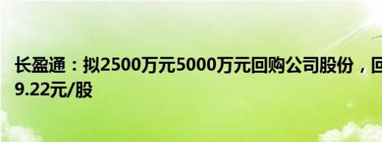 长盈通：拟2500万元5000万元回购公司股份，回购价不超39.22元/股