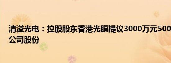 清溢光电：控股股东香港光膜提议3000万元5000万元回购公司股份