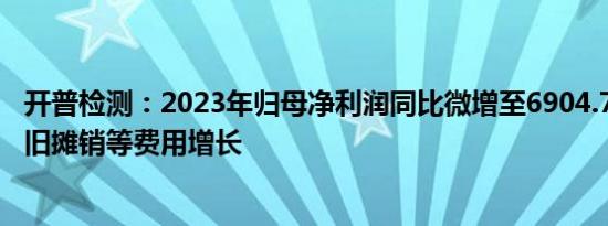 开普检测：2023年归母净利润同比微增至6904.73万元，折旧摊销等费用增长