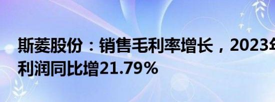 斯菱股份：销售毛利率增长，2023年归母净利润同比增21.79%