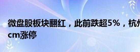 微盘股板块翻红，此前跌超5%，杭州高新20cm涨停