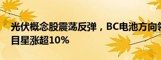 光伏概念股震荡反弹，BC电池方向领涨，海目星涨超10%