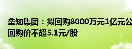 垒知集团：拟回购8000万元1亿元公司股份，回购价不超5.1元/股