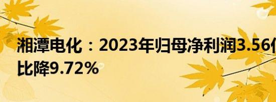 湘潭电化：2023年归母净利润3.56亿元，同比降9.72%