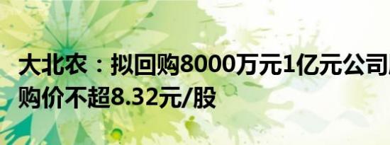 大北农：拟回购8000万元1亿元公司股份，回购价不超8.32元/股