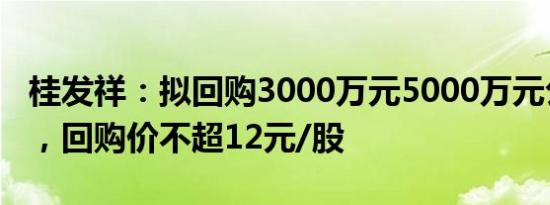 桂发祥：拟回购3000万元5000万元公司股份，回购价不超12元/股