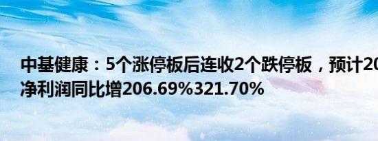 中基健康：5个涨停板后连收2个跌停板，预计2023年归母净利润同比增206.69%321.70%