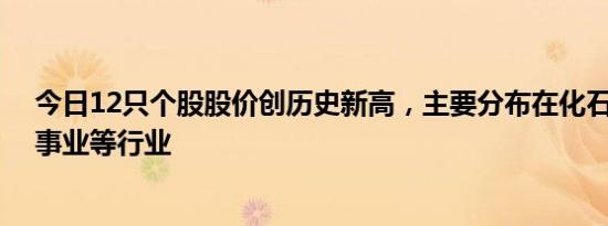 今日12只个股股价创历史新高，主要分布在化石能源 公用事业等行业