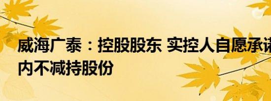 威海广泰：控股股东 实控人自愿承诺12个月内不减持股份