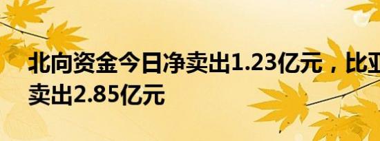 北向资金今日净卖出1.23亿元，比亚迪遭净卖出2.85亿元