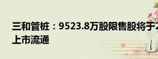 三和管桩：9523.8万股限售股将于2月27日上市流通