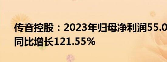 传音控股：2023年归母净利润55.03亿元，同比增长121.55%