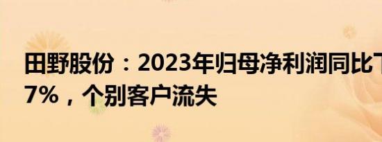 田野股份：2023年归母净利润同比下降43.07%，个别客户流失