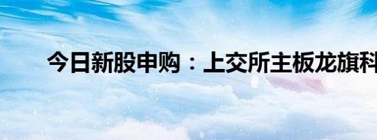 今日新股申购：上交所主板龙旗科技