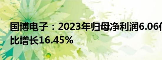 国博电子：2023年归母净利润6.06亿元，同比增长16.45%