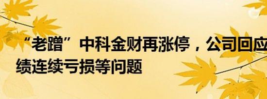 “老蹭”中科金财再涨停，公司回应Sora 业绩连续亏损等问题