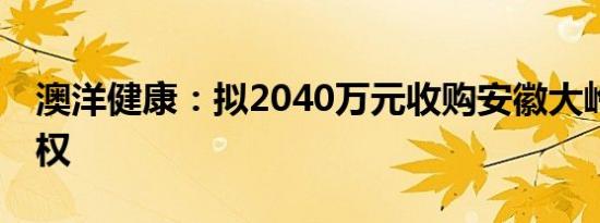 澳洋健康：拟2040万元收购安徽大岭51%股权