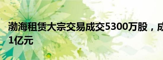 渤海租赁大宗交易成交5300万股，成交额1.11亿元