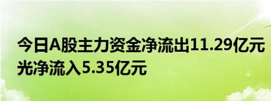 今日A股主力资金净流出11.29亿元，中科曙光净流入5.35亿元