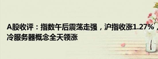 A股收评：指数午后震荡走强，沪指收涨1.27%，国资云 液冷服务器概念全天领涨