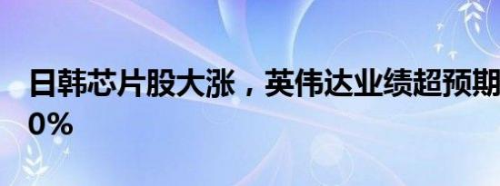 日韩芯片股大涨，英伟达业绩超预期盘后涨10%