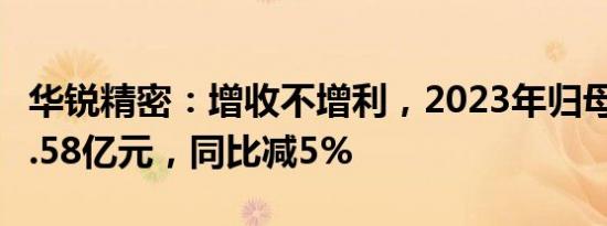 华锐精密：增收不增利，2023年归母净利润1.58亿元，同比减5%