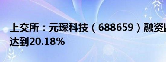 上交所：元琛科技（688659）融资监控指标达到20.18%