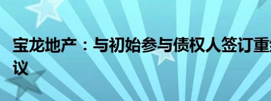 宝龙地产：与初始参与债权人签订重组支持协议