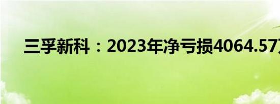 三孚新科：2023年净亏损4064.57万元