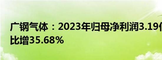 广钢气体：2023年归母净利润3.19亿元，同比增35.68%