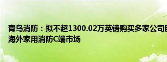 青鸟消防：拟不超1300.02万英镑购买多家公司股权，打开海外家用消防C端市场