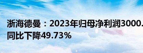 浙海德曼：2023年归母净利润3000.07万元，同比下降49.73%