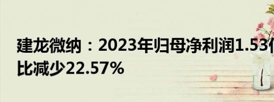 建龙微纳：2023年归母净利润1.53亿元，同比减少22.57%