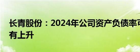 长青股份：2024年公司资产负债率可能会略有上升