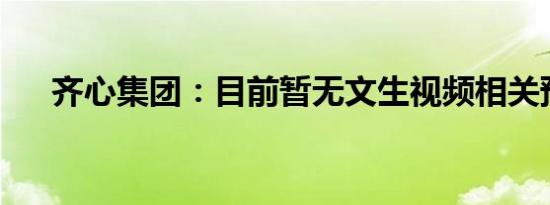 齐心集团：目前暂无文生视频相关预研