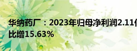 华纳药厂：2023年归母净利润2.11亿元，同比增15.63%