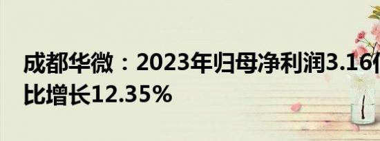 成都华微：2023年归母净利润3.16亿元，同比增长12.35%