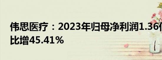 伟思医疗：2023年归母净利润1.36亿元，同比增45.41%